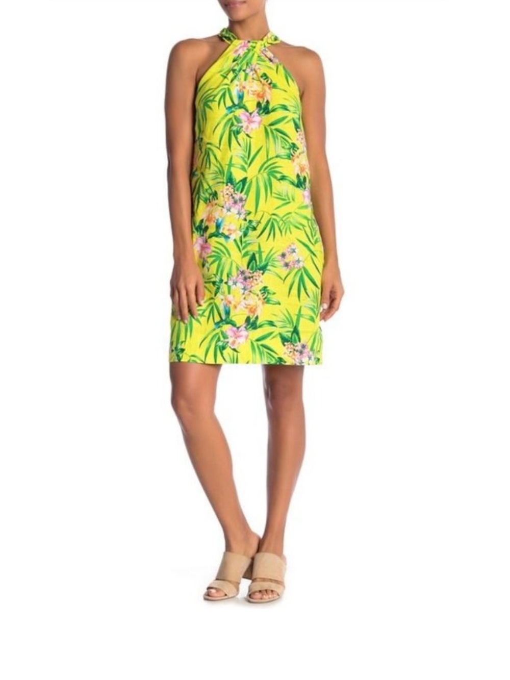 TOMMY BAHAMA Humming A Bloom Halter Shift Linen Dress Tropical Small  $125
